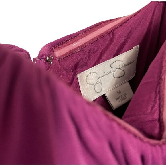 Jessica Simpson Magenta Spaghetti Strap Long Cocktail Dress Size M - Picture 6 of 7